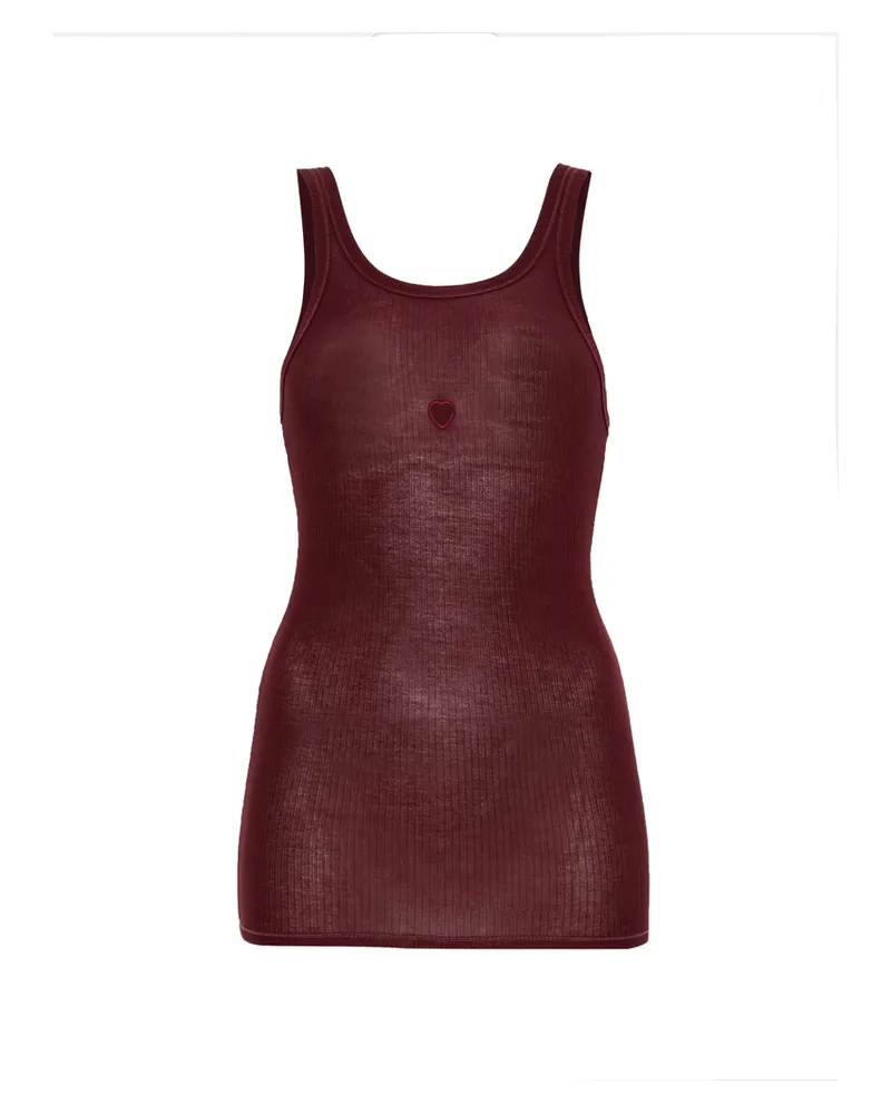 Baserange Heart Ribbed-knit Tank Top Red