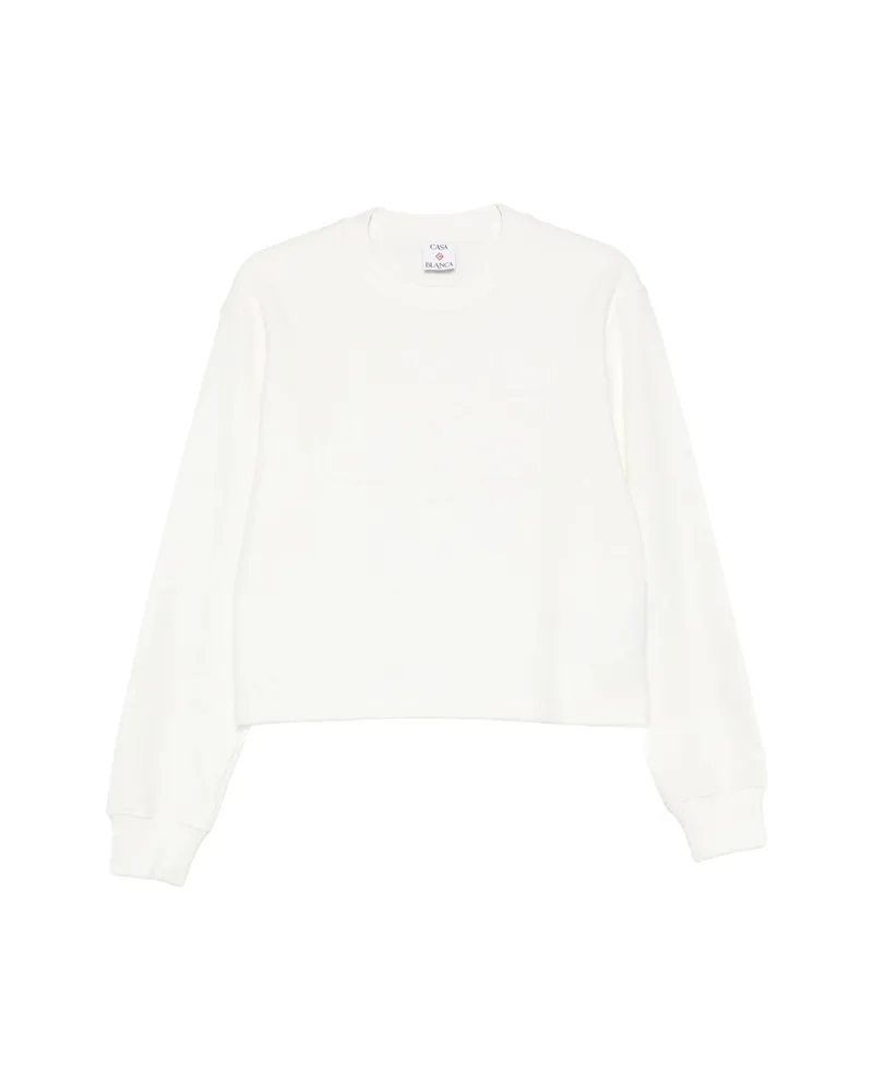 Casablanca Paris Logo-embroidered Crew-neck Sweater Neutrals