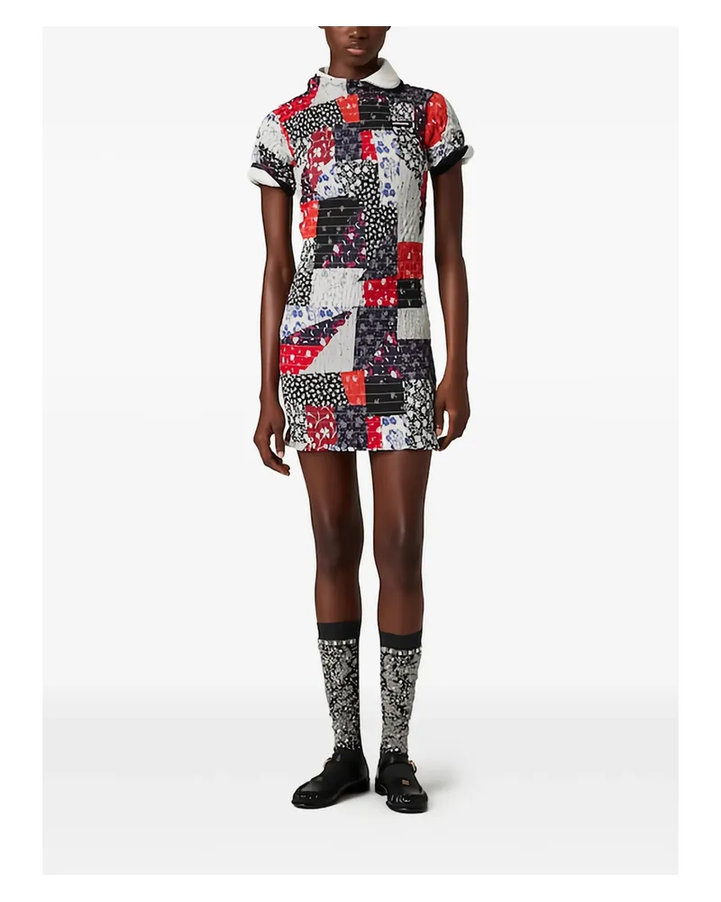 Miu Miu Patchwork Mini Dress Blue