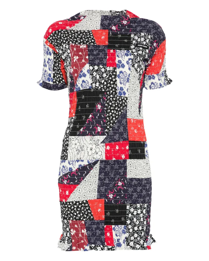Miu Miu Patchwork Mini Dress Blue