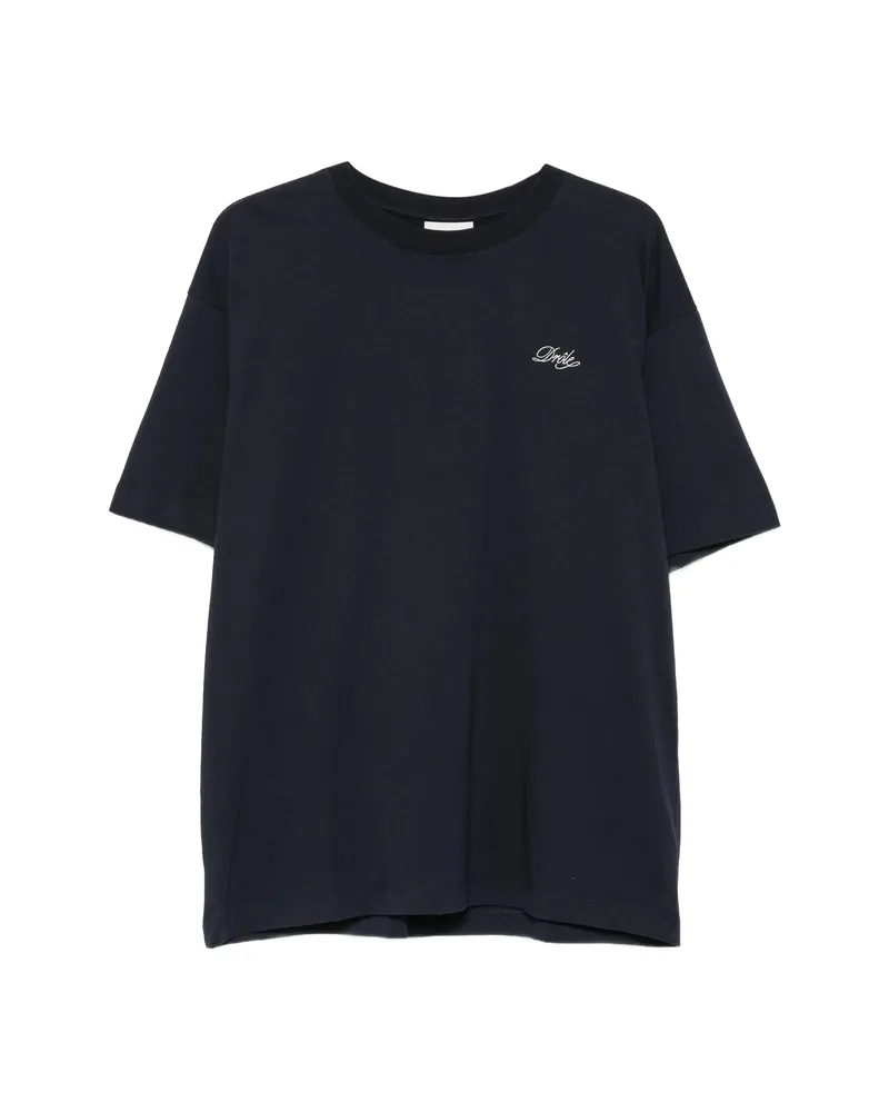 Drôle de Monsieur Logo-embroidered T-shirt Blue