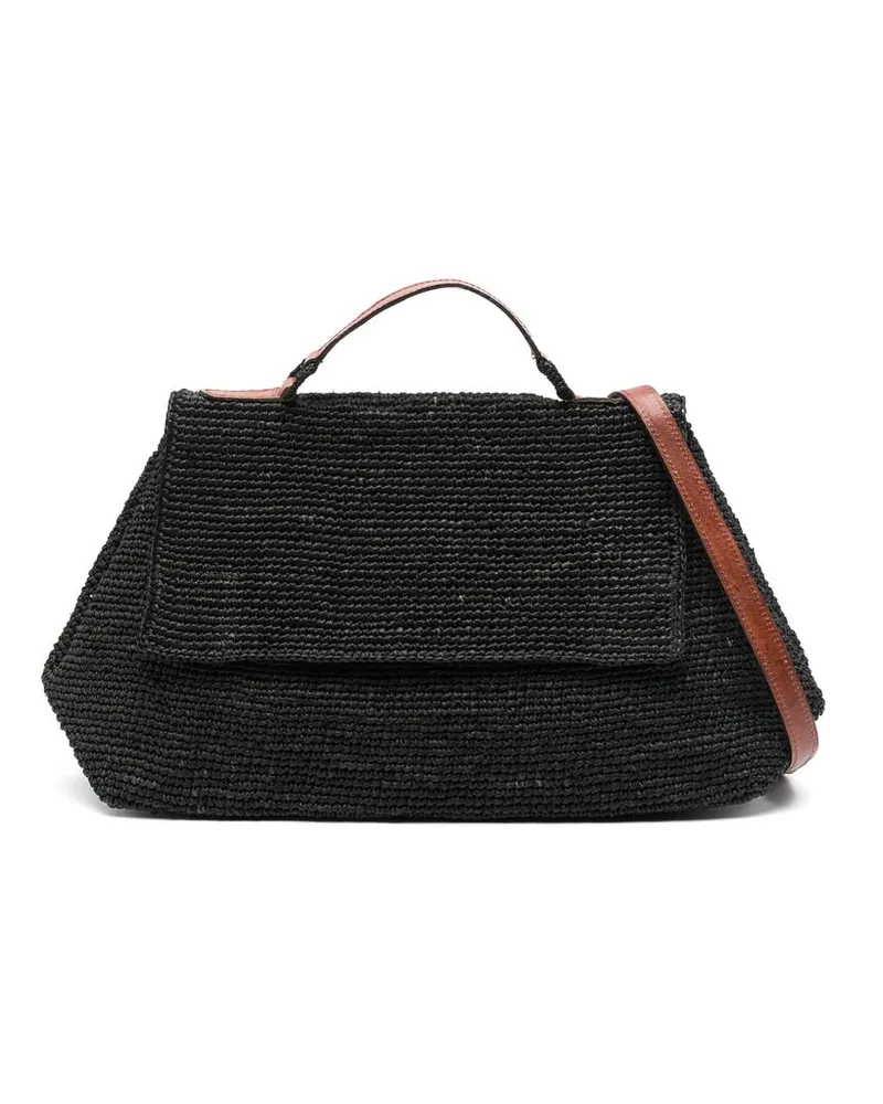 IBELIV Lahady Raffia Tote Bag Black