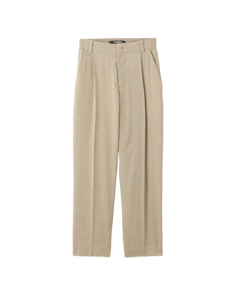 Jacquemus Croisière Pleated Trousers Neutrals