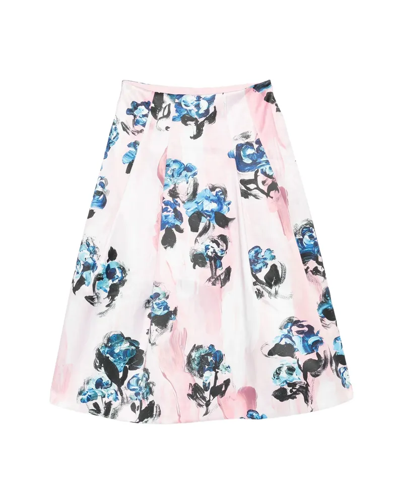 Stine Goya Floral-print Pleated Midi Skirt Pink