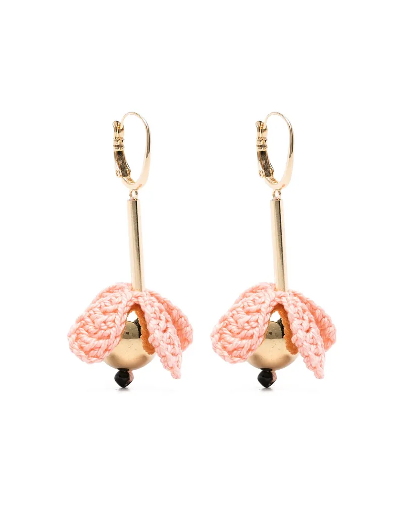 La DoubleJ Bouquet Drop Crochet-flower Drop Earrings Gold