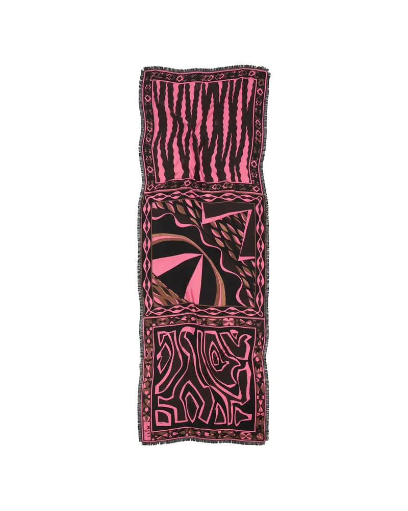 Emilio Pucci Iride-print Frayed Scarf Black