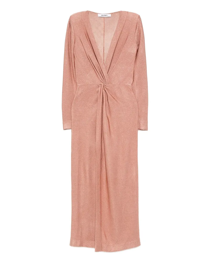 Antonino Valenti Twist-front Glitter Midi Dress Pink