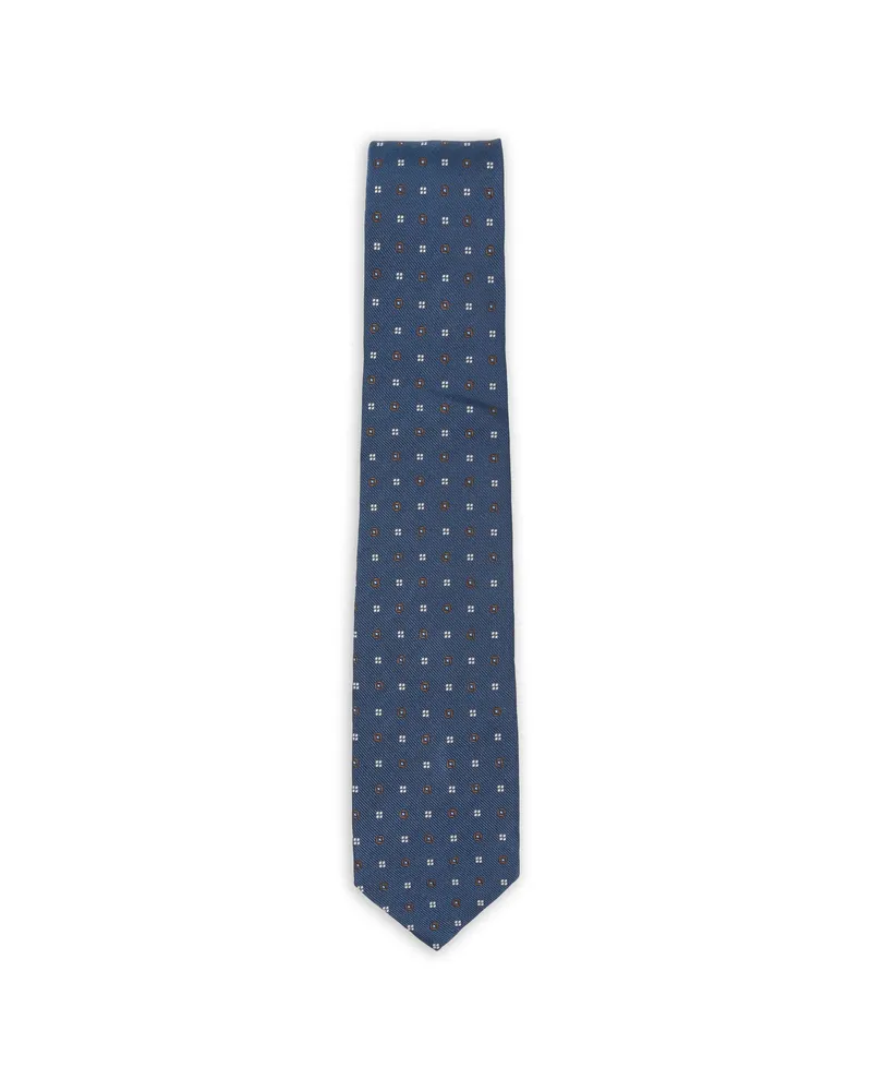BARBA Geometric-pattern Tie Blue