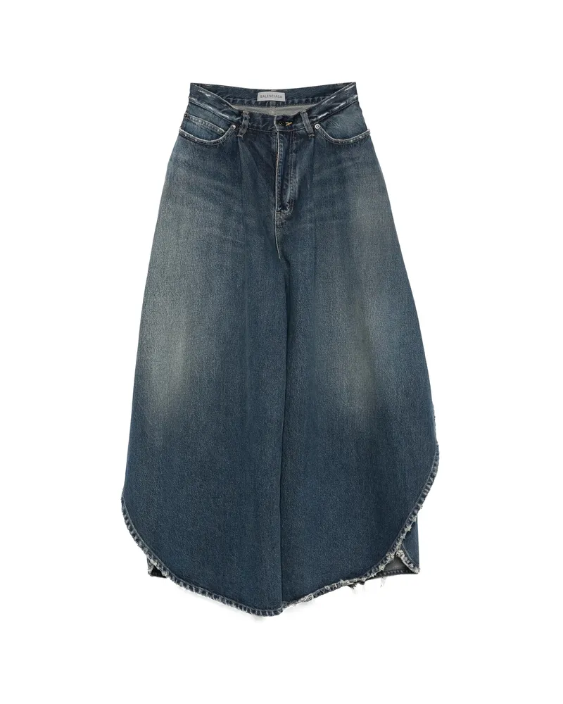 Balenciaga Distressed Wide-leg Jeans Blue