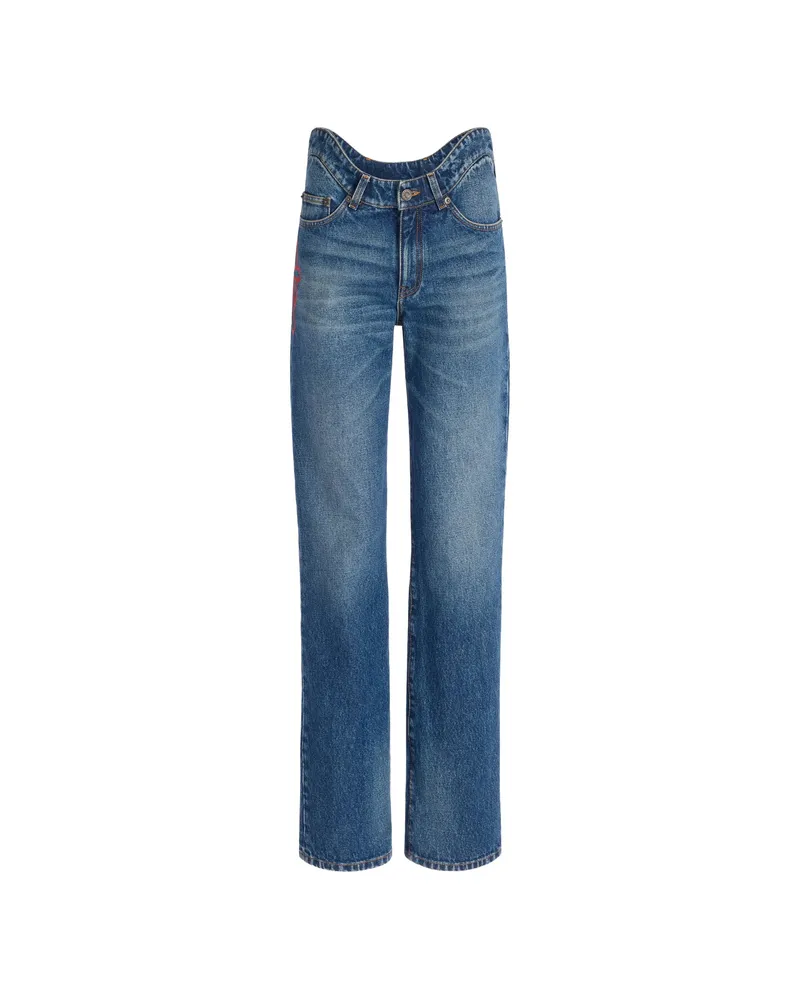 Jean Paul Gaultier The Curved JPG Denim Trousers Blue