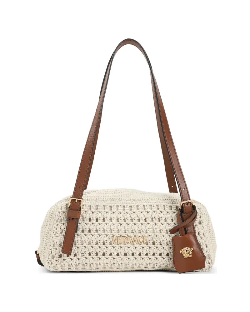 Versace Crochet-design Shoulder Bag Neutrals