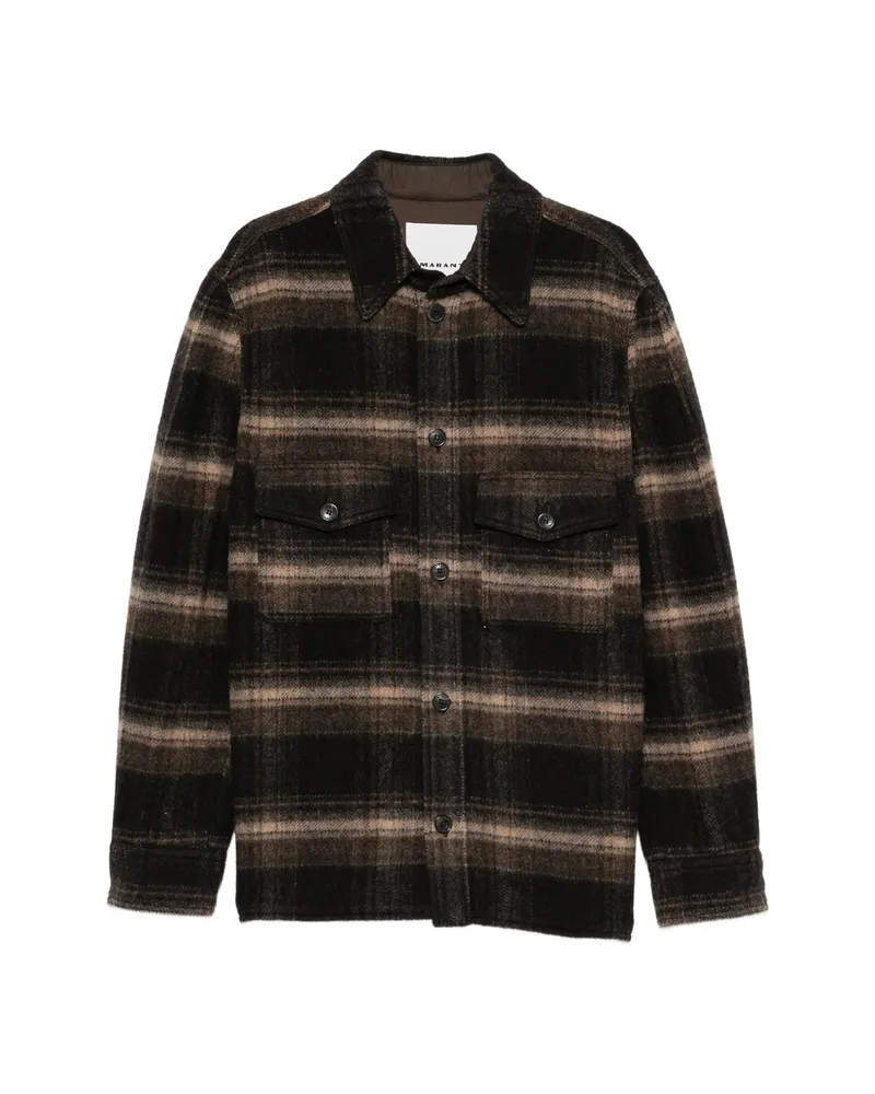 Isabel Marant Kervon Check-pattern Shirt Jacket Brown