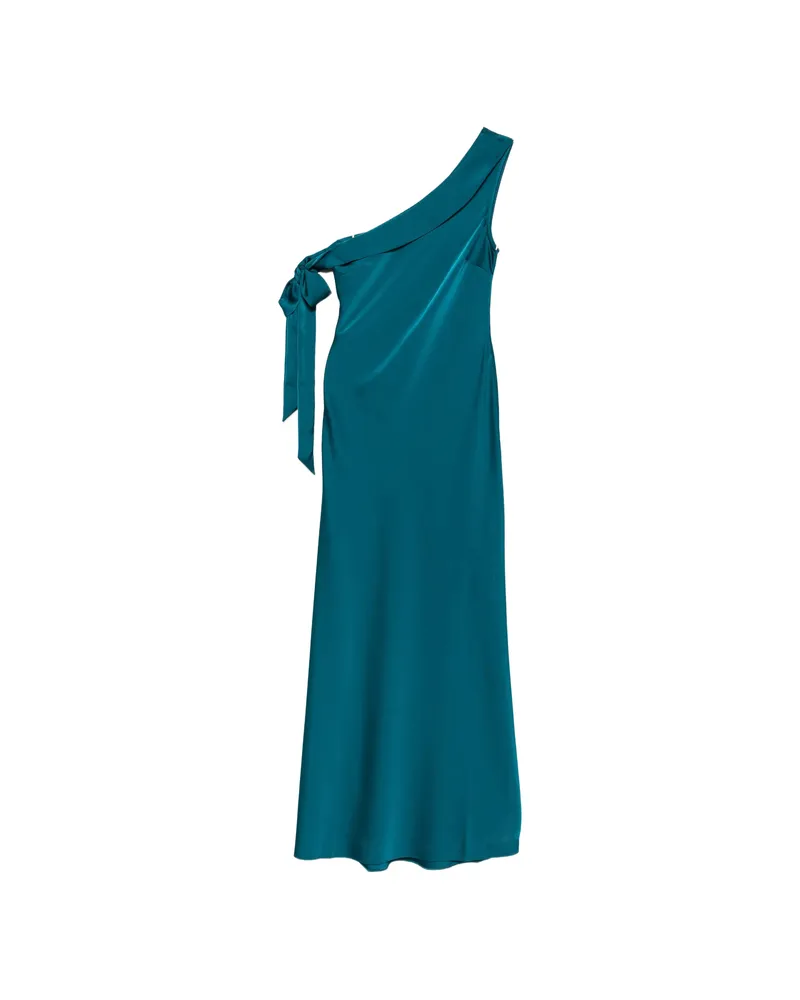 Hervé Léger One-shoulder Bow-detail Maxi Dress Blue