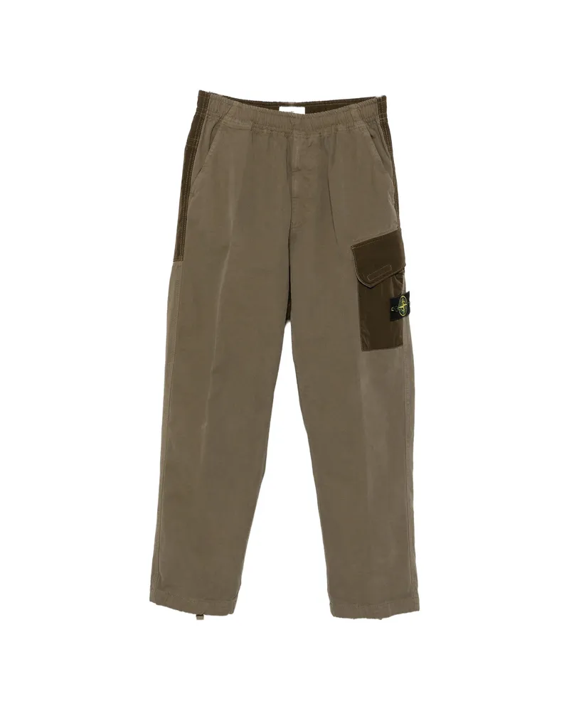 Stone Island Logo-patch Cotton Cargo Pants Green