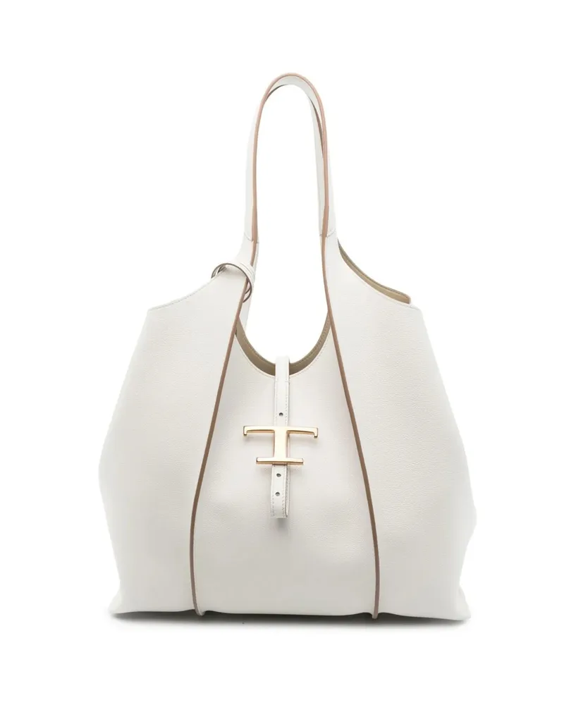 TOD'S Medium Leather Tote Bag White