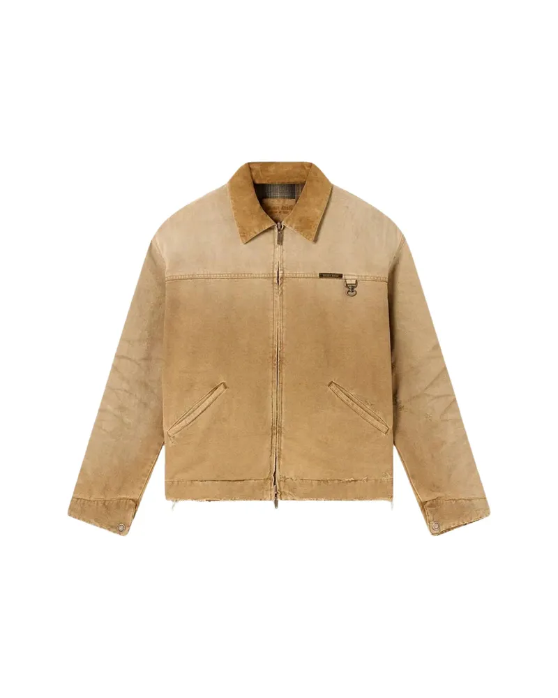 Golden Goose Reversible-jacket In Beige Cotton With Check-pattern Neutrals