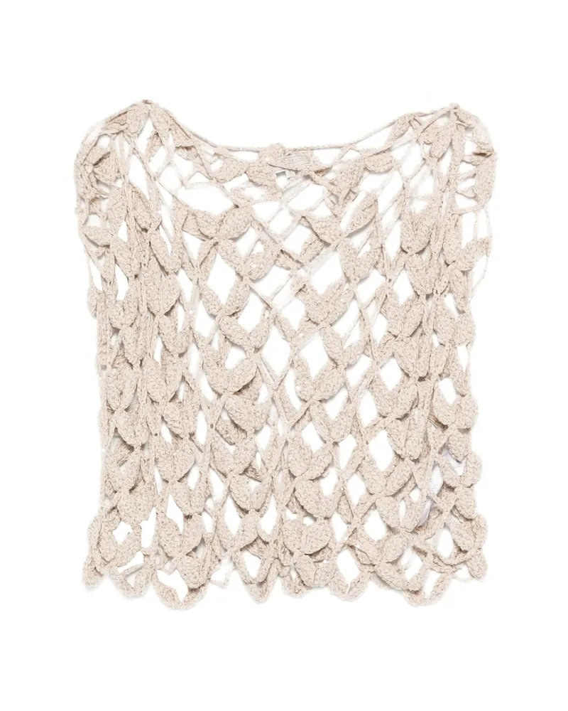 Antonelli Firenze Crochet Knit Top Neutrals