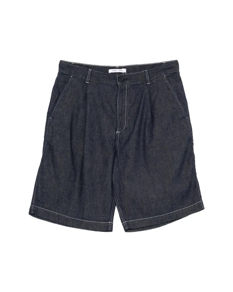 Samsøe & Samsøe Samandla Pleated Contrast-stitch Shorts Blue