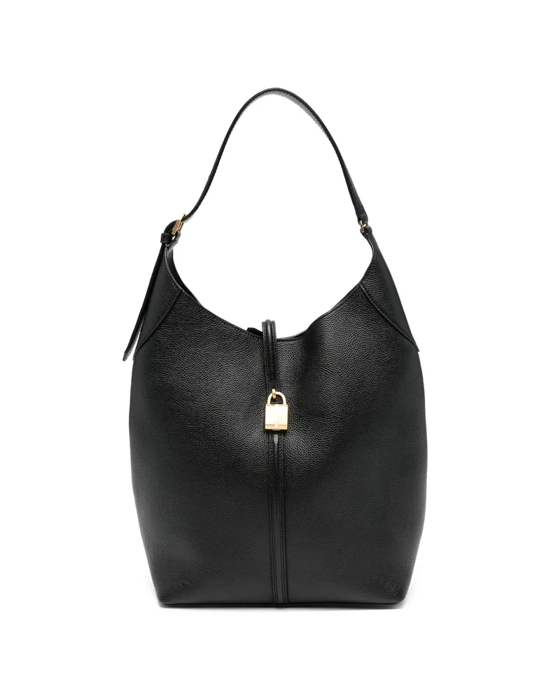 DeMELLIER Large Siena Padlock-detail Bucket Bag Black