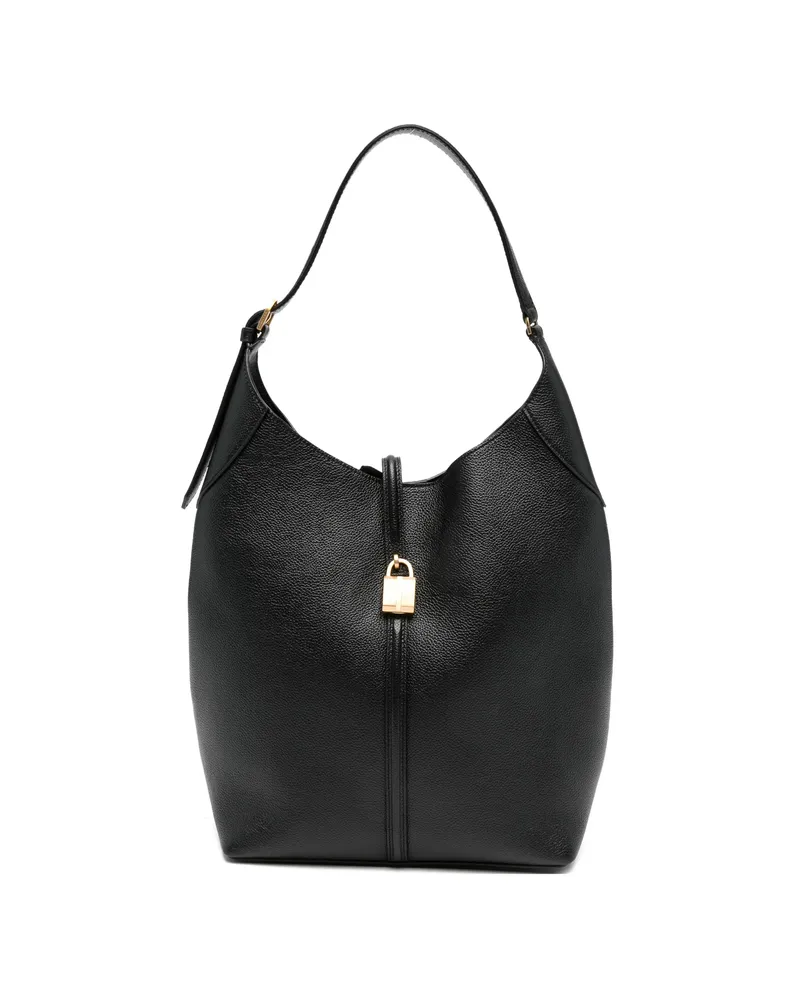 DeMELLIER Large Siena Padlock-detail Bucket Bag Black