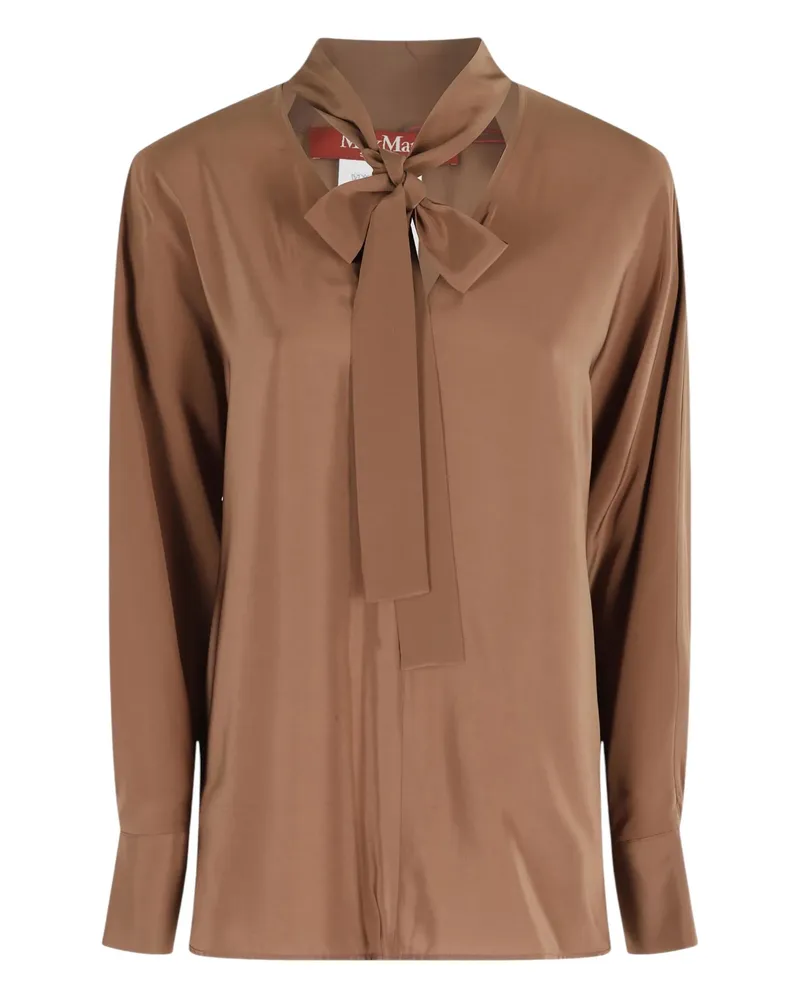 Max Mara Bow-collar Silk Blouse Brown