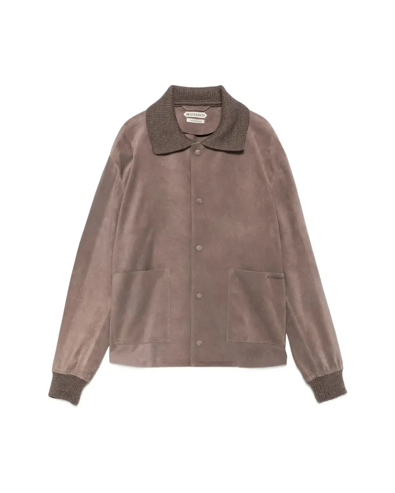 J.W.Anderson Suede Ribbed-trim Jacket Brown