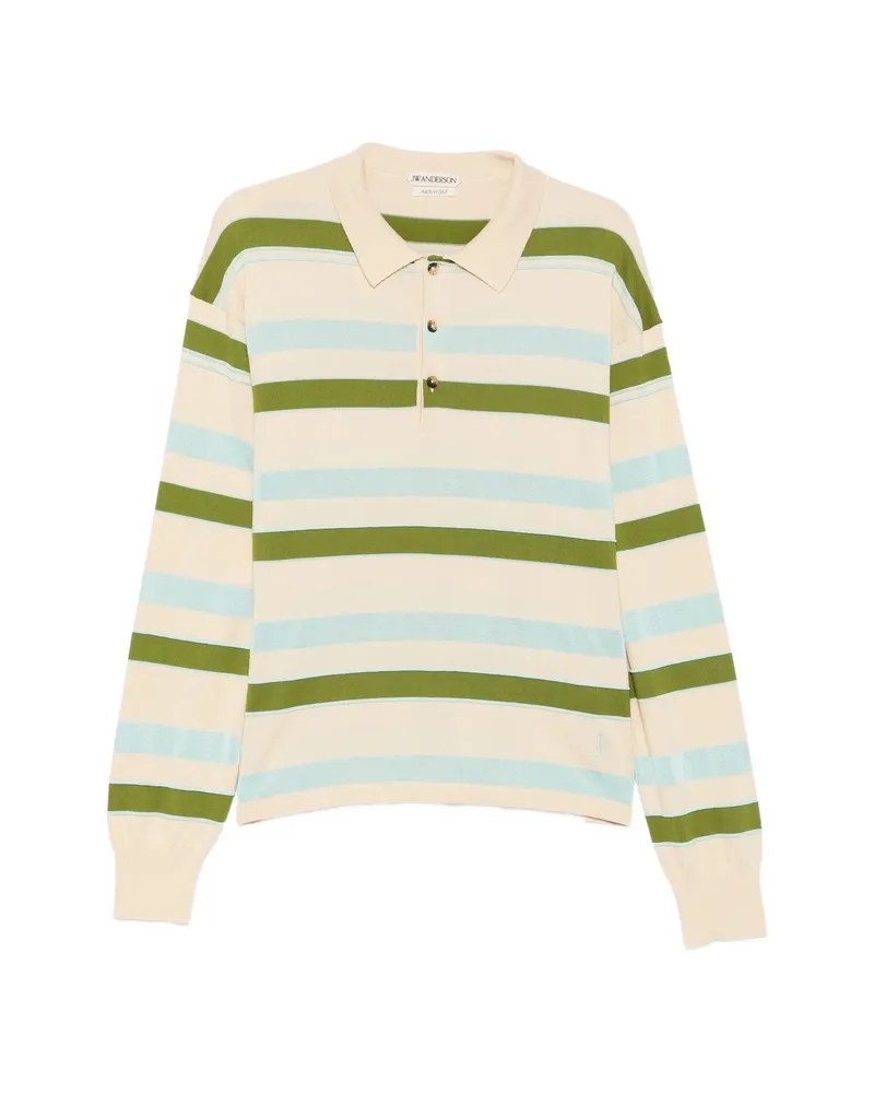J.W.Anderson Striped Long-sleeve Polo Shirt Neutrals