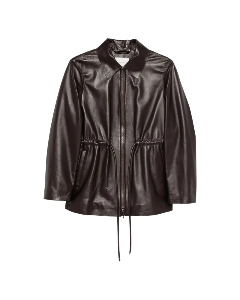 Joseph Drawstring Leather Jacket Brown
