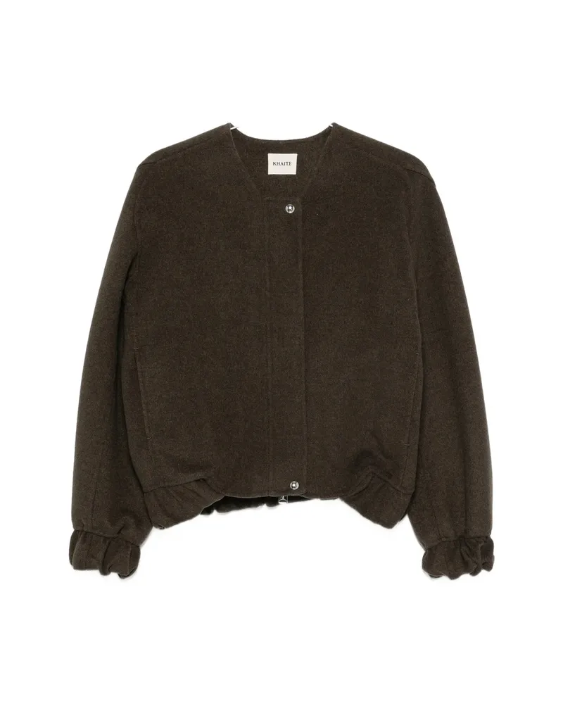 KHAITE Elasticated-cuff Bomber Jacket Brown