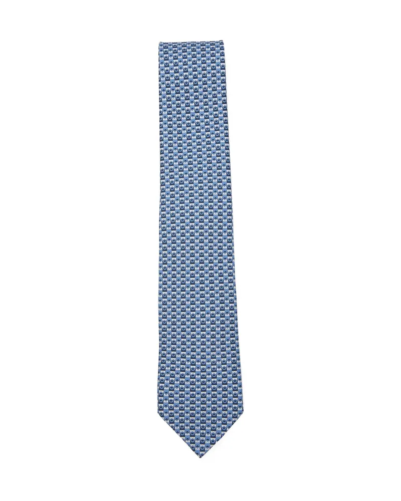 Ferragamo Gancini-patterned Tie Blue