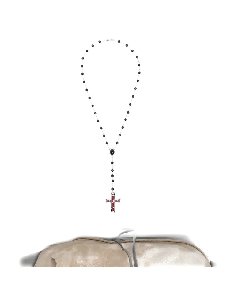 DARKAI Inferno Beaded Cross-pendant Necklace Silver