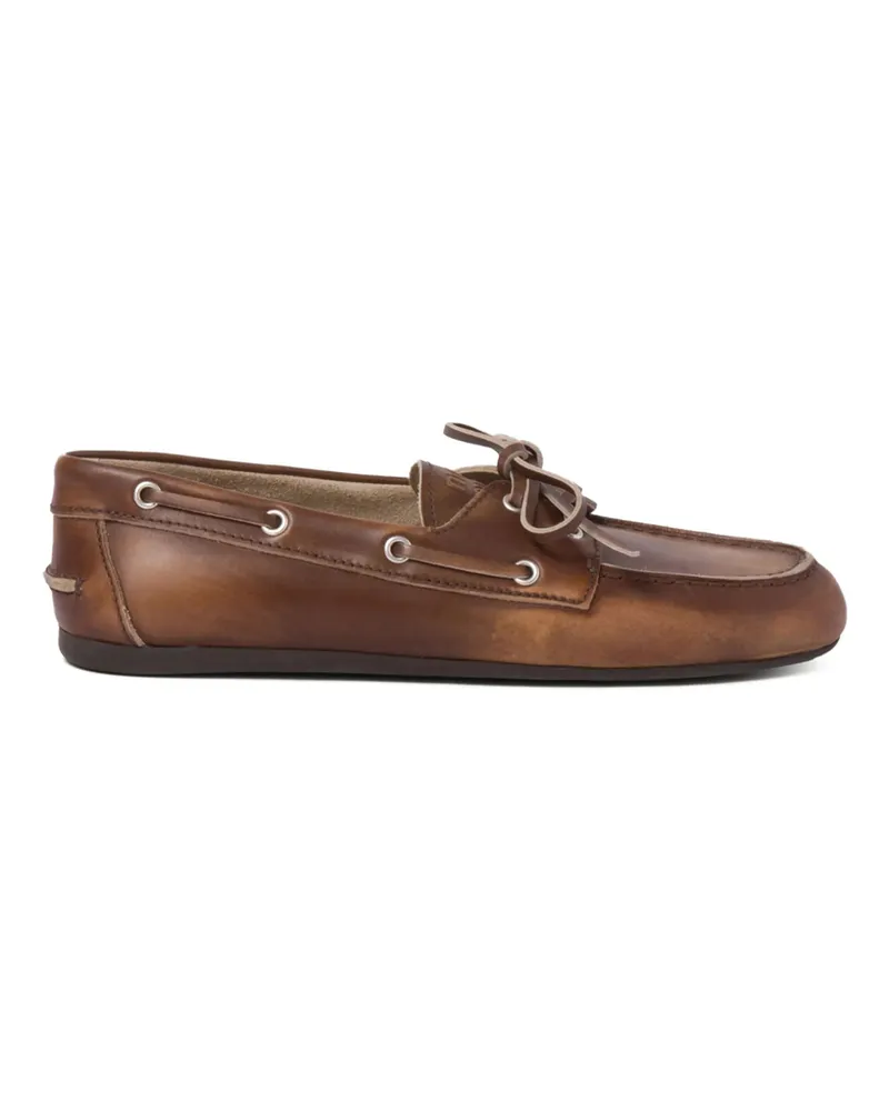 Miu Miu Bleached Leather Loafers Brown