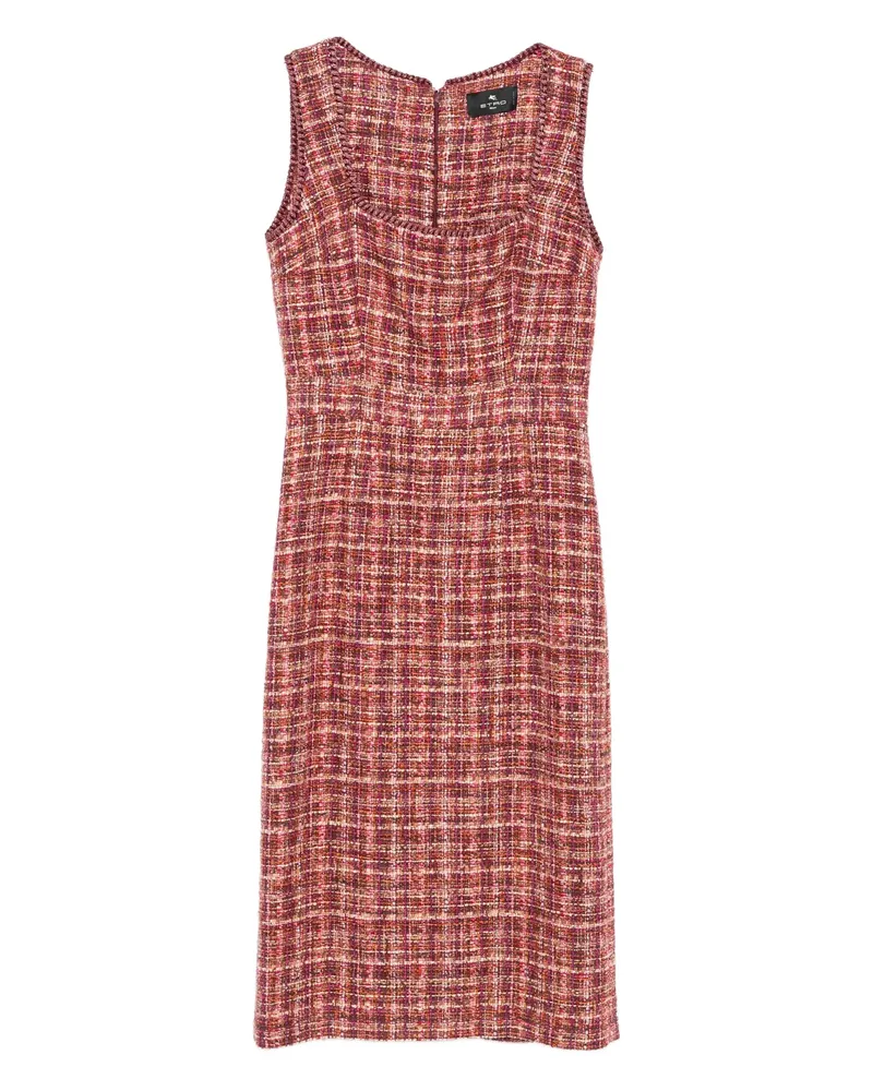Etro Tweed Sleeveless Midi Day Dress Pink