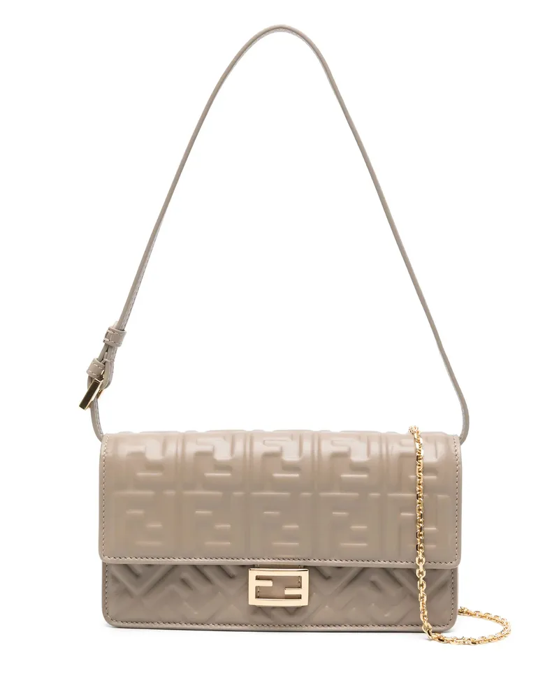 Fendi Wallet On Chain Baguette Shoulder Bag Neutrals