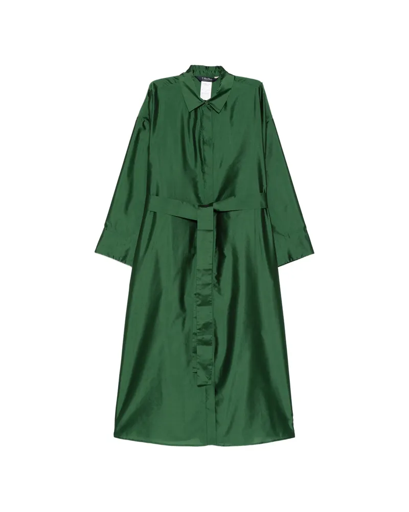 Max Mara Manna Belted Shirt Midi Dress Green