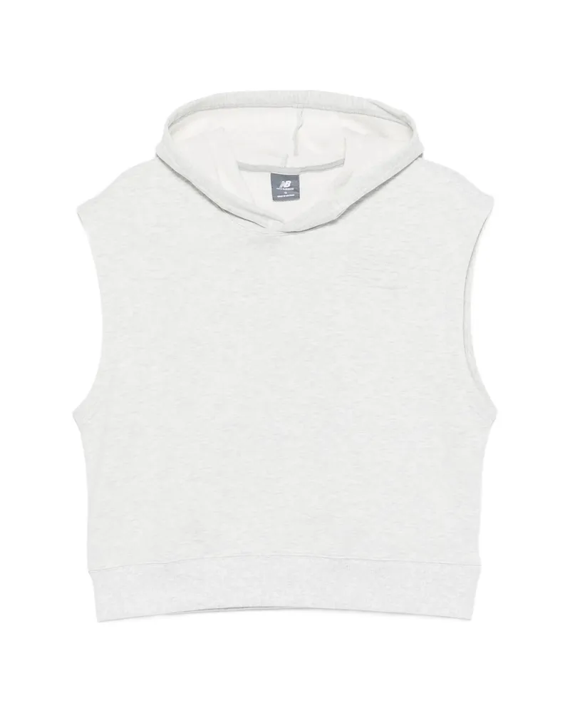 New Balance Sleeveless Logo-embroidered Hoodie Grey