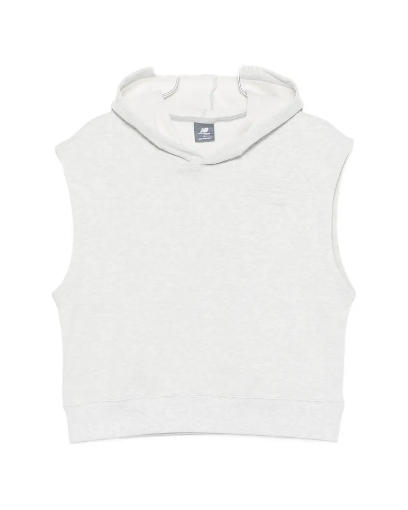 New Balance Sleeveless Logo-embroidered Hoodie Grey
