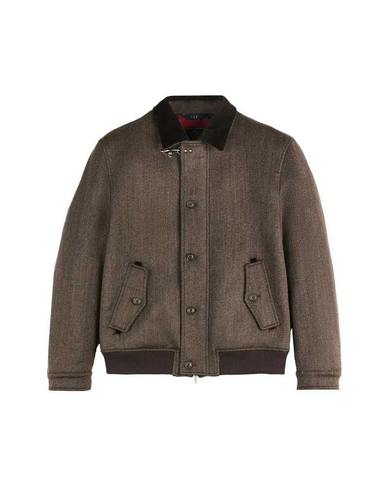Fay Corduroy-collar Lobster-clasp Bomber Jacket Brown