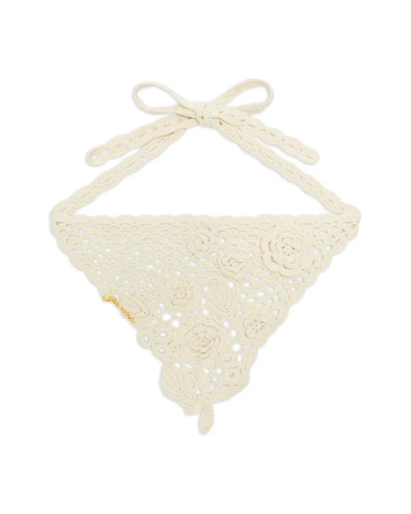 Ganni Floral Crochet Headband Neutrals