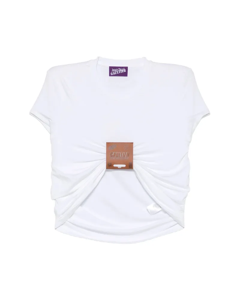 Jean Paul Gaultier Leather-tag Ruched T-shirt White