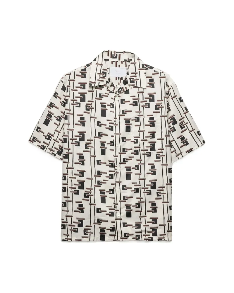 Prada Printed Cotton Blend Shirt Neutrals