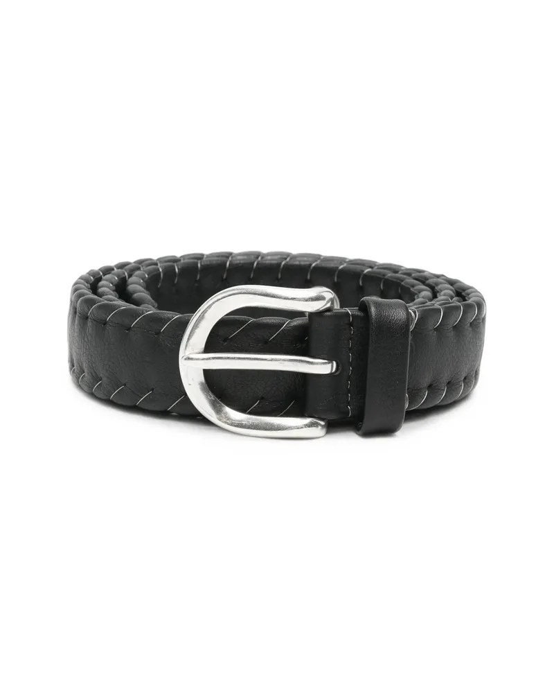 Our Legacy Suture Whipstitch Leather Belt Black