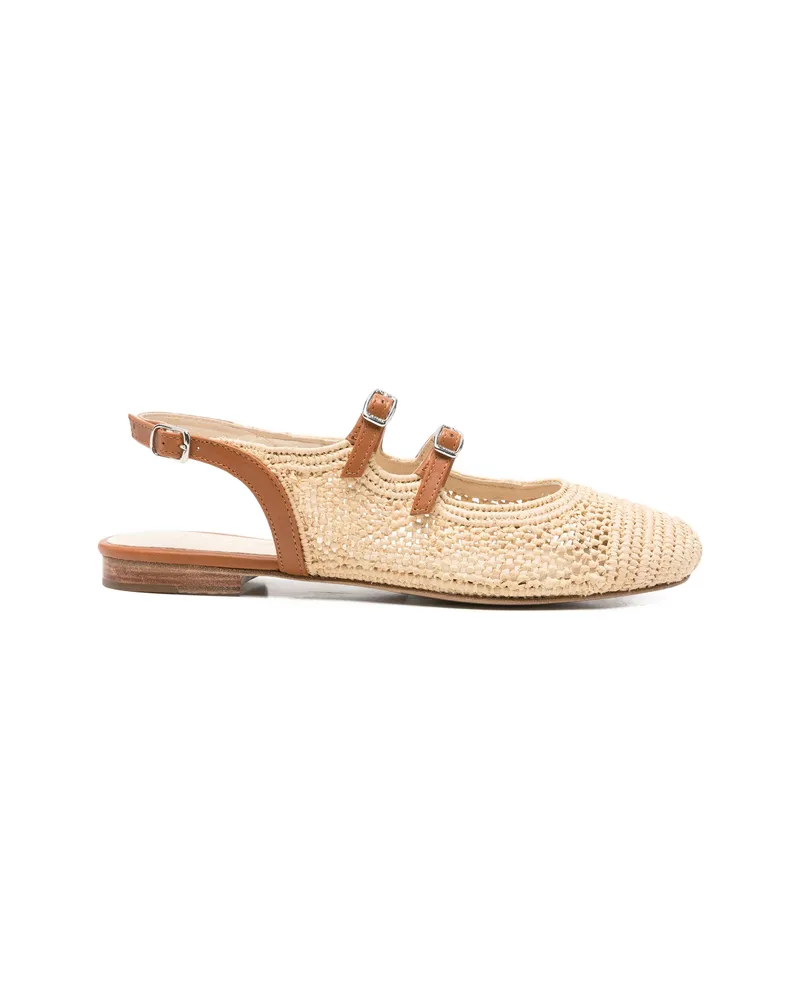 Carel Balma Buckle-strap Woven Flat Pumps Neutrals