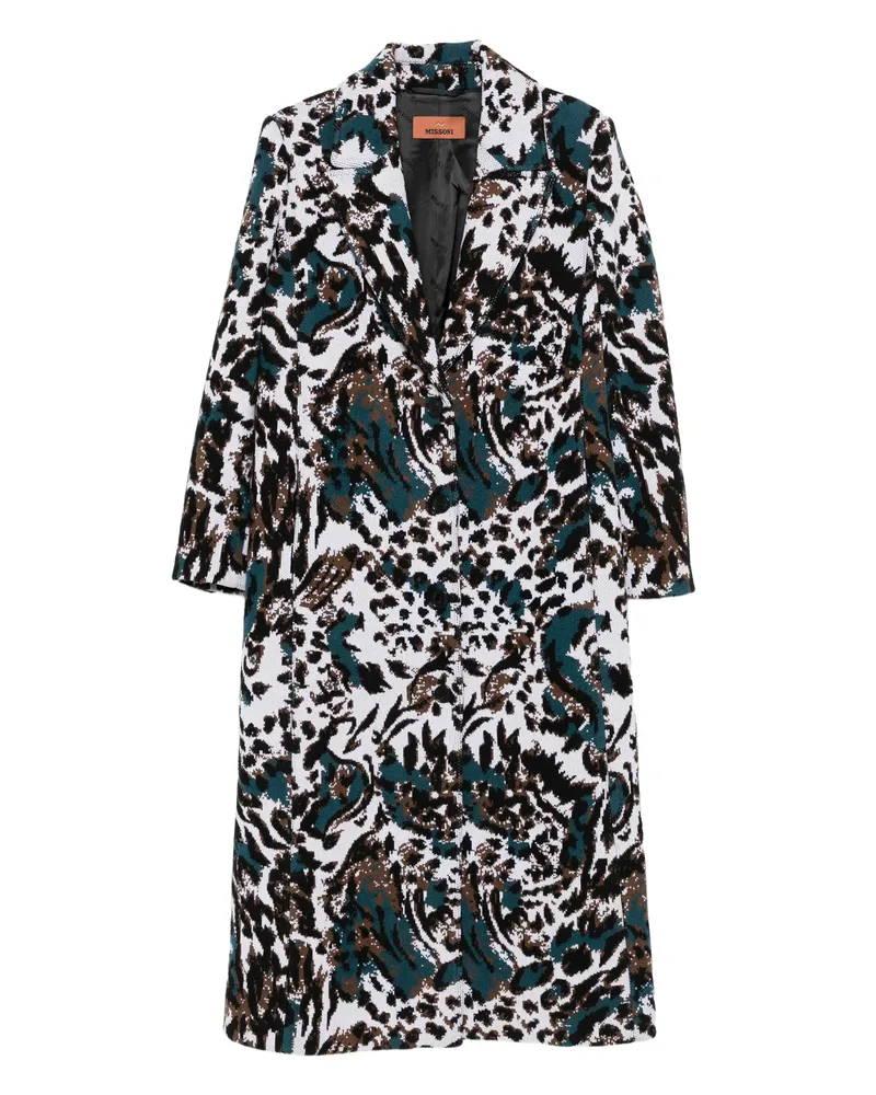 Missoni Animalier-pattern Button Coat White