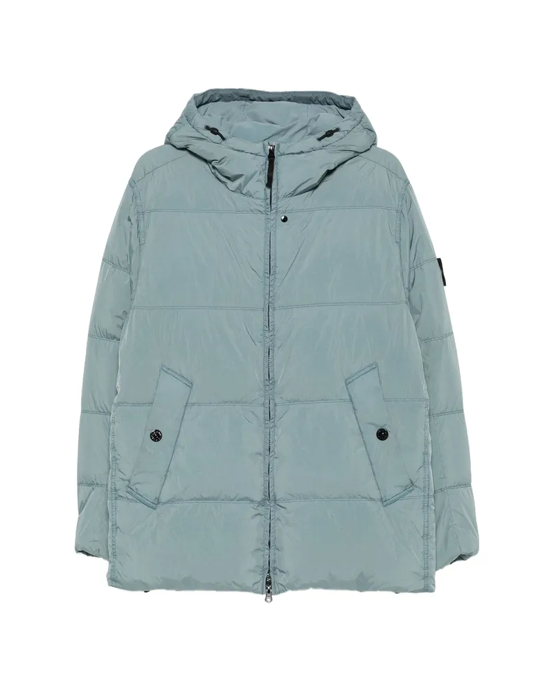 Stone Island Quilted Hooded Jacket Blue