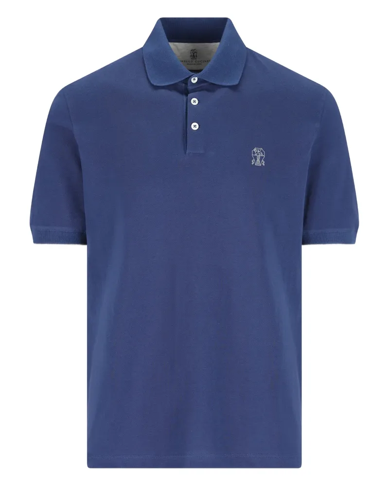 Brunello Cucinelli Cotton Polo Shirt Blue