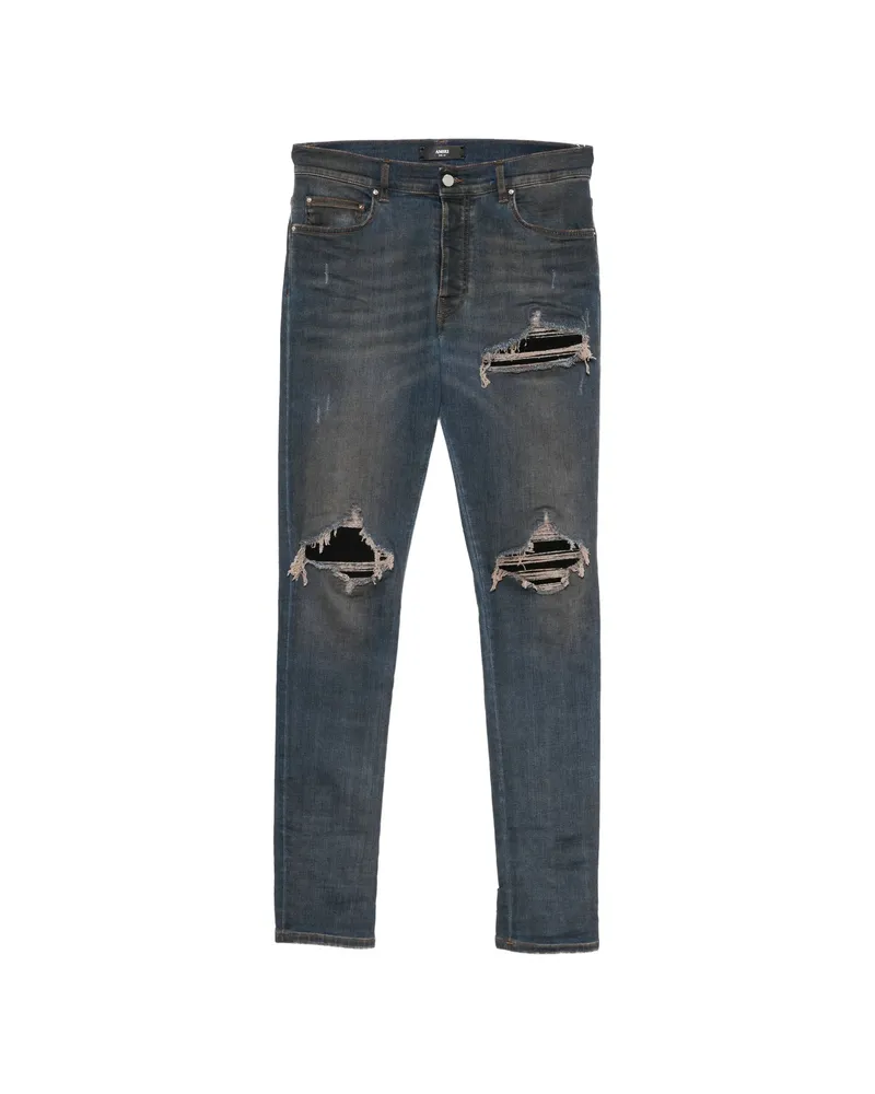 Amiri Ultrasuede MX1 Distressed Slim-fit Jeans Blue
