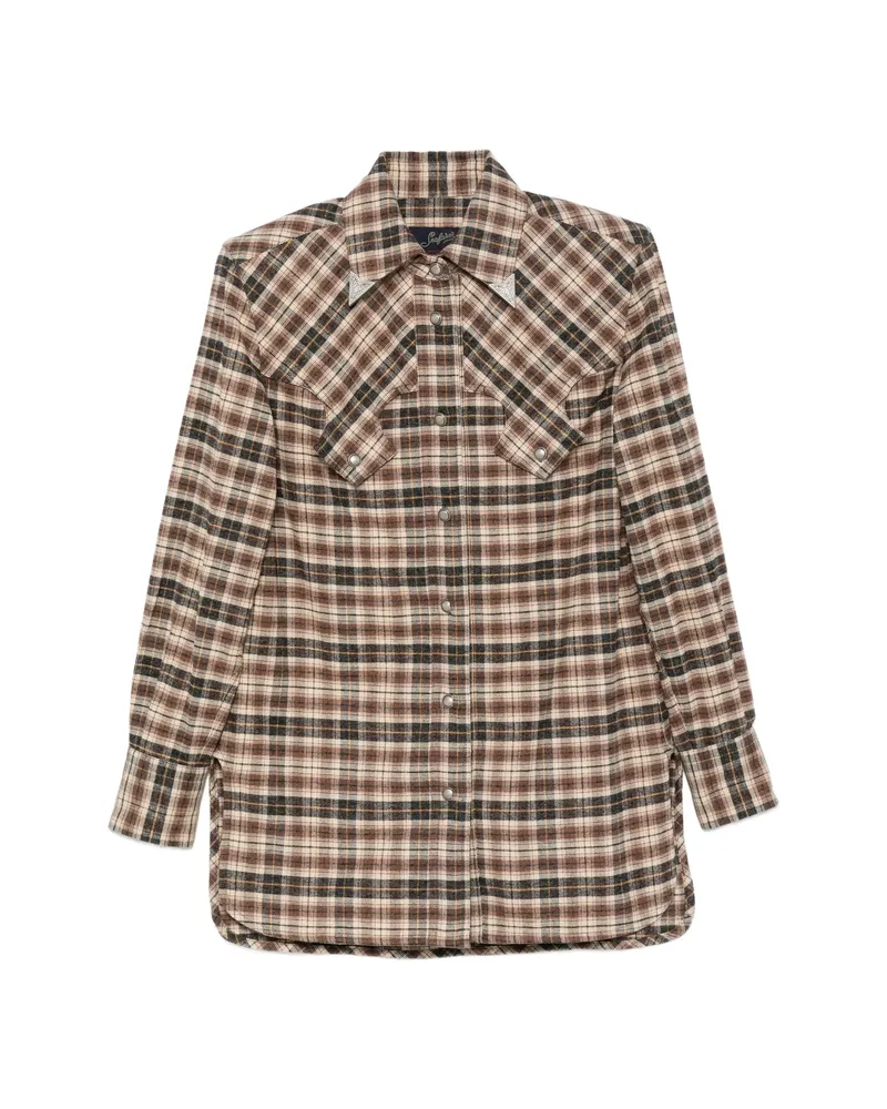 Seafarer Check-pattern Western Shirt Brown