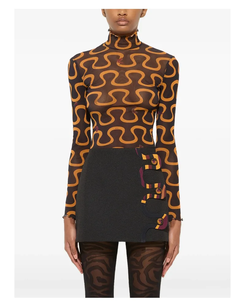 Emilio Pucci Onda Print High-neck Tulle Top Purple