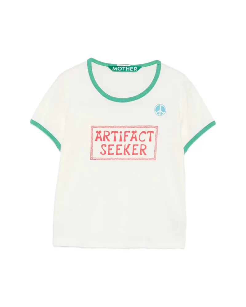 Mother Graphic-print Ringer T-shirt Neutrals